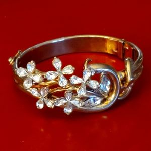 Vintage 1951 Trifari Starflower Rhinestone Hinged Bracelet, Alfred Philippe
